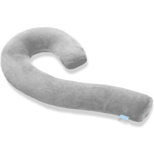 Body Pillow for Adults - Soft Long Bed Pillows Insert for Sleeping - Shredded Memory Foam and Removable Washable Cover - Swan Shaped Side Sleeper Pregnancy Pillow 49 Inch (Grey) (Fluffy Luxe)