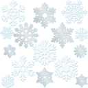 90 Pcs Snowflake Cutouts Decorations, Winter Paper Snowflake Cutouts with Glue Stickers for Bulletin Board Christmas Party Home Class Office Decor Accessories (White, Silver)