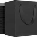 EUSOAR Black Mini Gift Wrap Bags, 50 Pack 4x2.75x4.5 inches Paper Bags with Handles, Heavy Duty Totes Bulk for Wedding, Grocery, Boutique, Retail, Business, Party Favors, Baby Showers, Birthdays