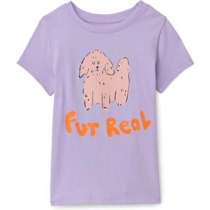 Amazon Essentials Girls and Toddlers' Short-Sleeve T-Shirts (X-Large, Lilac Dog)