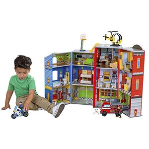 Amazon.com: KidKraft Everyday Heroes Wooden Playset, 3-Story with 26-Piece Accessories, Foldable for Storage : Toys & Games