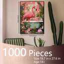1000 Piece Jigsaw Puzzles for Adults, Bathtub Jungle Animal Jigsaw Puzzles Funny Animals Bathroom Pink Flamingo Puzzle Challenging Family Activity Perfect for Game Nights Puzzle Wall Art Decor