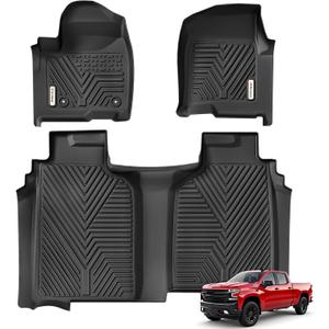 YITAMOTOR Floor Mats Fit for 2019-2025 2026 Chevrolet Silverado 1500/GMC Sierra 1500 Crew Cab with Bucket Seating (No Rear Underseat Storage Box), Custom Fit for Carpet Floor Liners 1st & 2nd Row