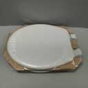 Mayfair Linden Slow Close Toilet Seat, Non Slip Heavy Duty Wood, Easy Install, Round, White