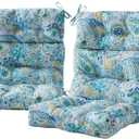 Outdoor Tufted High-Back Chair Cushions, One-Piece Hinged Seat and Back Design, Reversible with 4 Ties, Durable Polyester Fabric, Recycled Fiber Fill - Set of 2, Baltic Paisley