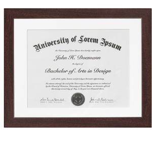 Americanflat 11x14 Diploma Frame with Shatter-Resistant Glass - Use as 8.5x11 Frame with Mat or Display 11x14 Documents Without Mat - Legacy Collection - Certificate Frames for Wall - Mahogany