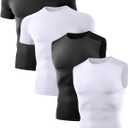 Dalavch 4 Pack Compression Shirts and Tank Tops Men Short Sleeve/Sleeveless Athletic Undershirt for Sport (Black), XL
