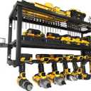 Power Tool Organizer Wall Mount, Heavy Duty 7 Slots Cordless Drill Holder and Battery Shelf, Metal Tool Storage Rack with Charging Station for Garage Organization (Large)