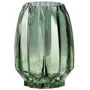 Lucky Bird Green Glass Vase Modern Ribbed for Flowers, Candles, and Decorative Accents - Tall/Short Glass Vase for Centerpieces Home Table Decor(Green H8.0inch)