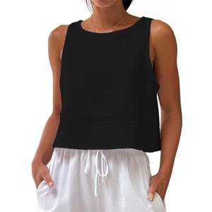IDEALSANXUN Womens Linen Tank Tops Spring Summer Crewneck Cute Sleeveless Shirts Blouses (Medium, Black) IDEALSANXUN Womens Linen Tank Tops Spring Summer Crewneck Cute Sleeveless Shirts Blouses (Medium, Black)