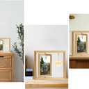 E-Bro Double Sided Rotating Floating 4x6 Rustic Wood Picture Frame Gifts with DIY Heart-Shaped Pendant - Romantic Wedding Gift for Couples, Unique Engagement Gift (Wood Grain)