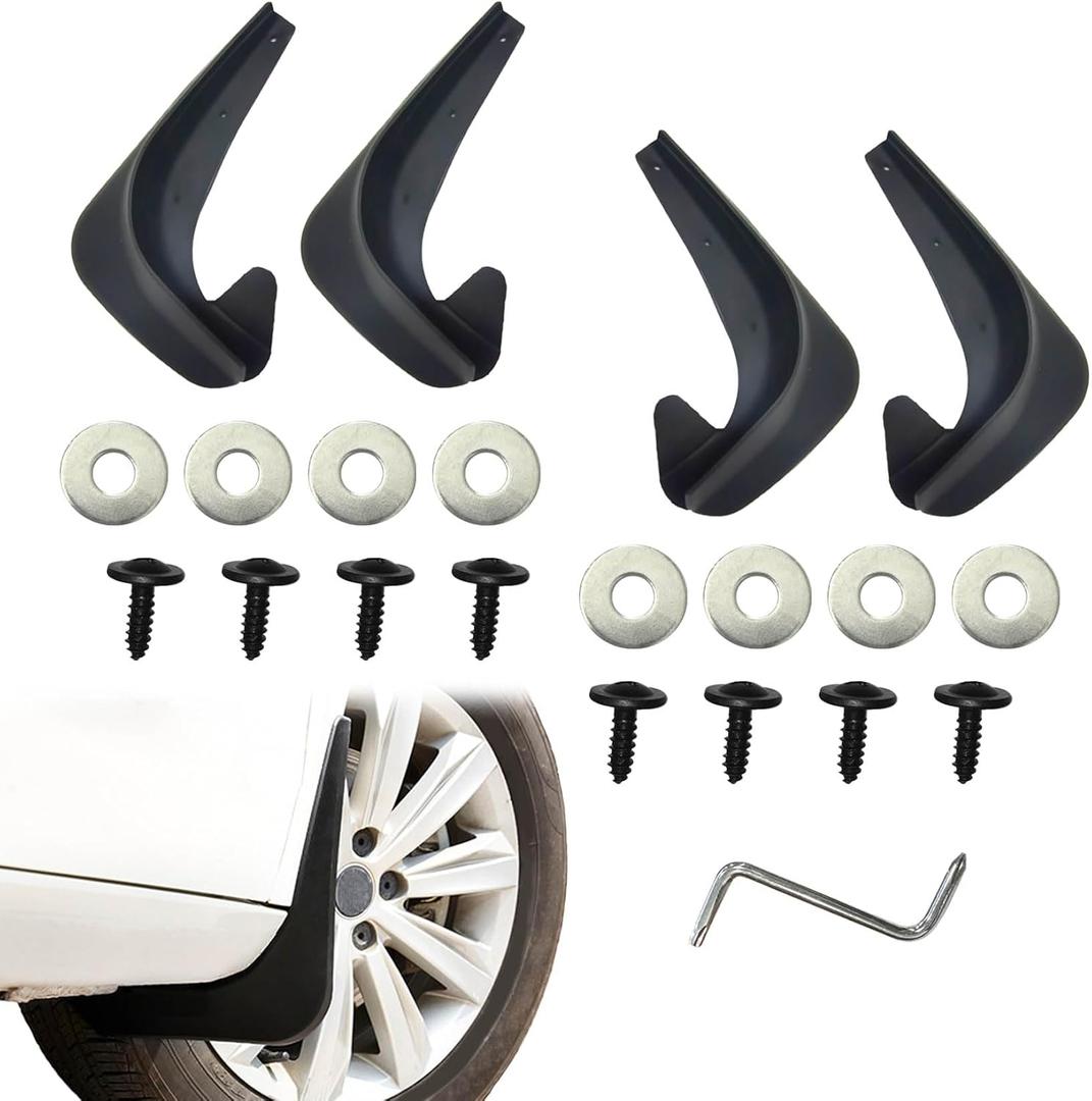 2 x 4PCS Car Mud Flaps, Mud Guard, Fender Guard, Splash Guard, Front & Rear Side Mud Guard, Wheel & Tire Splash Guards, Fender Against Sewage, Mud, Dust, Snow, No Drilling Mudguards Universal for Most Car