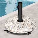 Mobile Patio Umbrella Base 45lbs - Heavy Duty with Locking Wheels Pool Deck Stand for 7-10ft Patio Umbrellas