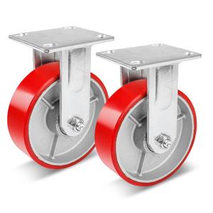 Nefish 6 Inch Industrial Fix Casters Heavy Duty No Noise Polyurethane Wheel on Steel Hub, 1200 Lbs Load Capacity Per Rigid Casters for Utility Cart, Dollies (2 Pack)