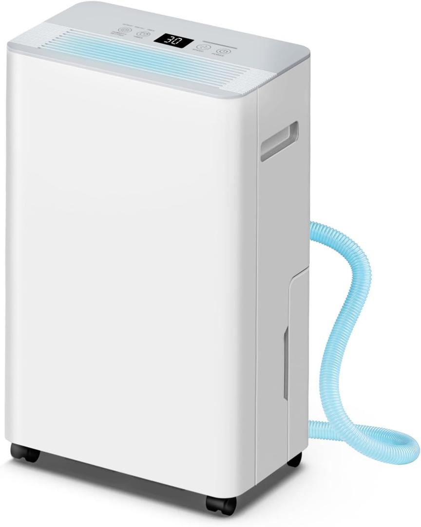 2500 sq.ft Dehumidifier for Home and Basement,Max 34 Pints Dehumidifier with Drain Hose,Ultra Quiet with Auto Defrost,Three Modes,Intelligent Dehumidifier for Bedroom,Bathroom,Large Room(White)