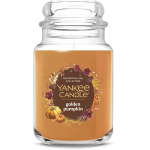 Yankee Candle Golden pumpkin Classic 22oz Large Jar Single Wick Candle Over 110 Hours of Burn Time Ideal for Home Decor and Gifts