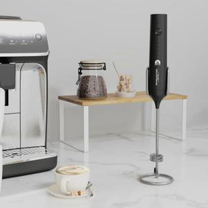 Rechargeable Milk Frother, 3 Speed Frother Wand Handheld Foam Maker with 2-layer Stainless Steel Whisk for Making Cappuccinos, Lattes, Bulletproof Coffee, Keto Drinks, Protein Shakes, and Matcha (Black)