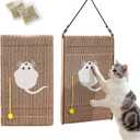 Cat Scratching Board. Cat Scratcher for Indoor Cats with Catnip. Cardboard Cat Scratcher with Mouse Logo and Hanging Ball Toy. Cat Scratch pad with Double-Sided Usability (Pack of 2)