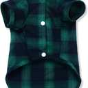 Koneseve Dog Shirt, Pet Plaid Clothes T-Shirt Sweater Matching Breathable for Small Medium Large Dog Cat Puppy Adorable Casual Cozy Halloween Thanksgiving Christmas Costumes (Green; 4XL) (4XL-(35~55lb)-Chest~31")