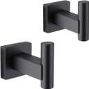 GERZWY Bathroom Matte Black Coat Hook SUS 304 Stainless Steel Single Towel/Robe Clothes Hook for Bath Kitchen Garage Heavy Duty Contemporary Hotel Style Wall Mounted 2 Pack DG1407-BK