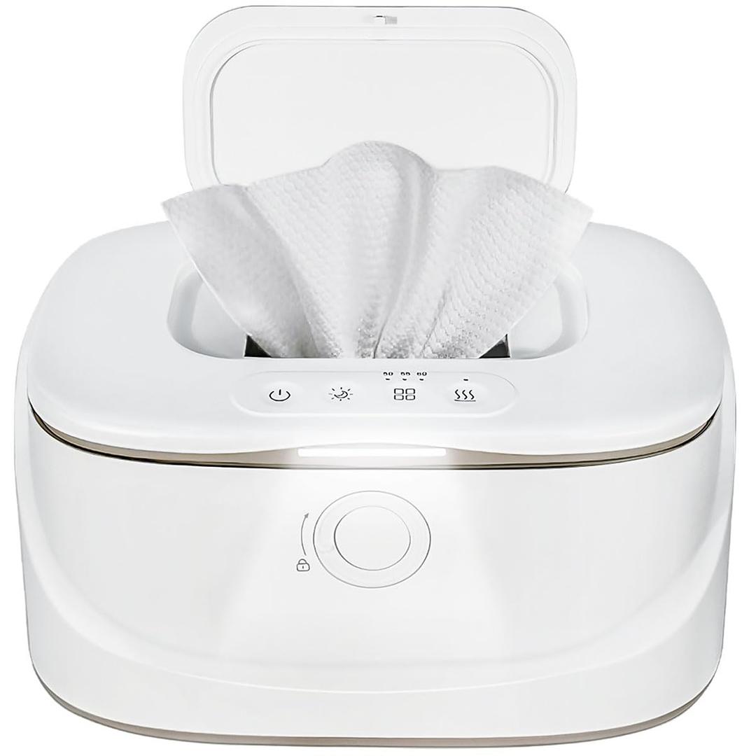 Baby Wipe Warmer with Night Light,Innovative Spring Design,Baby Wet Wipes Dispenser for Large Wipes,Wipes Warmer for Newborn Baby,Temperature Display,3 Modes of Temperature Heating Control