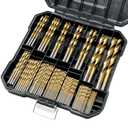 99 Pcs Drill Bit Set(1/16-3/8), 135 Tip Titanium Coated High Speed Steel, Twist Drill Bit Kit for Iron, Aluminum Alloy, Copper, Wood, Plastic, with Hard Storage