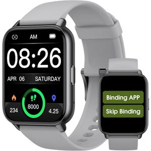 EURANS Smart Watch No App/Phone Required, Long Battery Life Fitness Tracker Watch,HD Screen, Waterproof Activity Tracker with Step Counter for Walking, Pedometer, Calories Tracker for Men Women (Gray)