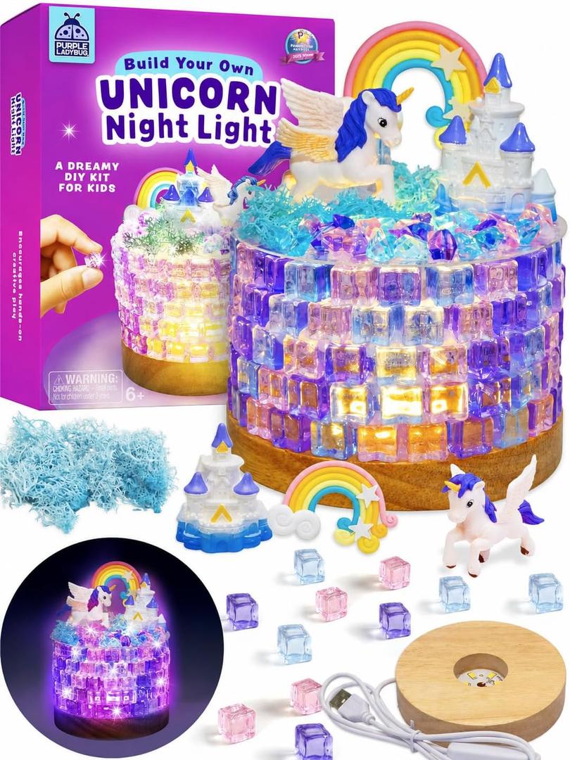 2 x Make Your Own Unicorn Night Light for Girls - DIY Gifts for 7 8 9 10 11 12 Year Old Girls Birthday Gift Unicorn Gift Craft Kits, Crafts for 8-12 Years Old Girl, DIY Arts and Crafts for Kids LED Lamp, 9.25 in x 7.48 in x 1.38 in