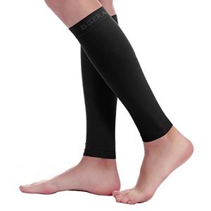 BSERA Calf Compression Sleeve Women Men, 2 Pairs 20-30mmHg Footless Compression Socks Stockings for Calf Support, Circulation, Swelling, Shin Splints, Varicose Veins, Recovery, Small 