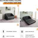 Inflatable Sofa Bed for Camping, Pool Float Couch Outdoor Mattress Bed with Armrest, Full Size, Black