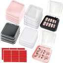 14 Pcs Press On Nail Packaging Box Press on Nail Storage Box for Press Ons with 60 Pcs Adhesive Double Sided Tape for Fake Nail Storage Case Nail Display Nail Salon Supplies Nail Art Nail Business