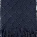 BATTILO HOME Navy Throw Blanket for Couch, Decorative Navy Blue Throw Blanket for Sofa Bed Room Decor, 50"x60"