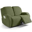 Ruaozz Recliner Loveseat Covers 2 Pieces Recliner Sofa Covers with Pockets Stretch Reclining Couch Slipcover Washable Furniture Protector with Elastic Bottom (2 Seater, Army Green)