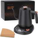 Viant Electric Gooseneck Kettle with Precise Temperature Control. Pour Over Coffee & Tea Kettle. Boil-Dry Protection & Keep Warm Function. Stainless Steel, BPA-Free. Includes V60#2 Filters. 0.8L