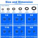3 x Black Carbon Steel SAE Spring Lock Washers Gasket for Bolts and Screws Assortment Kit, 6 Common Sizes (1/4 5/16 3/8 7/16 1/2 5/8), Anti-Loose Split Washers
