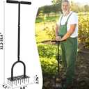 Aerator Lawn Tool Lawn Aerator -Heavy Duty Manual Grass Aerator with 15 Iron Spikes, Height Adjustable, Yard Aerator Tool for LawnBlack