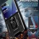 Case for Samsung Galaxy Z Flip 7 Case with Magnetic Kickstand Slide Camera Cover Protector Car Mount Stand Military Grade Heavy Duty Shockproof Bumper Protective Cases for Samsung Z Flip 7 5G (Black)