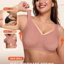 LetsJoli Bras for Women Supportive Wireless Push Up Bra Full Coverage No Underwire Seamless Plus Size for Older Women (Beige, XXL)