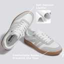 LUCKY STEP Women Classic Retro Gum Sole Fashion Sneakers Casual Tennis Skate Shoe Genuine Leather Walking Footwear Anti Slip Trainers, 8.5 US