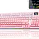 AULA S98 Pro Wireless Mechanical Keyboard with Screen & Knob,2.4GHz/USB-C/BT5.0 Hot Swappable Pink Creamy Keyboard,Pre-lubed Linear Switches,Side Printed PBT Keycaps,RGB Backlit Gaming Keyboards