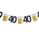 Beer birthday Glitter Banner, Beer Garland - Cheers to 40 Years Banner, 40th Birthday Banner - 40th birthday Decor