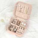 Travel Jewelry Case Small Jewelry Box Jewelry Organizer Storage Case Portable PU Leather Mini Jewelry Travel Case for Girls Womens Earring, Necklace, Rings, Bracelets (Pink)