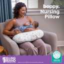 Boppy Nursing Pillow - Firm, Ergonomic U-Shaped Bottle and Breastfeeding Pillow with High Lift for Comfort and Support, Spacious Surface - Gray Gentle Leaves