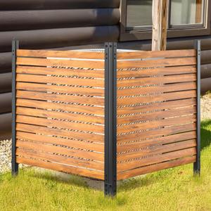GREENER Privacy Screens 2PCS 38" W x 42" H No Dig Privacy Fence Screen Wood Fence Panels with Metal Stakes, A/C Units Fence Panels Pool Equipment Enclosure Outdoor Trash Can (Shutter)