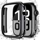 Misxi [2 Pack] Waterproof Hard Case with Tempered Glass Compatible with Apple Watch Series 11 (2025) Series 10 42mm, Overall Protective Cover for IWatch Screen Protector, 1 Jet Black + 1 Transparent