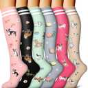 6 Pack Copper Compression Socks for Women and Men Circulation-Best Support for Medical,Running,Nursing,Athletic,Size S/M