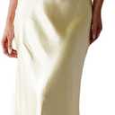 Satin Spaghetti Strap Backless Ruched Twist Cocktail Dresses for Women Silk Open Back Cut Out Midi Dress Wedding Guest (X-Small, Yellow)