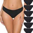 Wealurre Womens Underwear Cotton Hipster Panties Breathable Stretch Bikini Panties for Women Pack (Medium, Black)