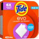 Tide evo Spring Blast Scent Laundry Detergent Fiber Tiles Works on 100% of Common Stains Safe for All Machines and Water Conditions Concentrated HE Compatible Clean and Instant Dissolve, 42 Count