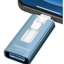256GB USB Flash Drive for Phone and Pad, Photo Stick High Speed External USB Thumb Drives Photo Storage Memory Stick for Save More Photos and Videos (Blue, 256GB)